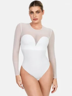Shapewear Mesh Long Sleeve V-Back Slimming Maxi Dress