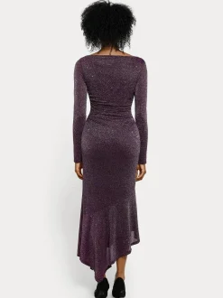 Shapewear Metallic Knit Long Sleeve Slim Mermaid Maxi Dress