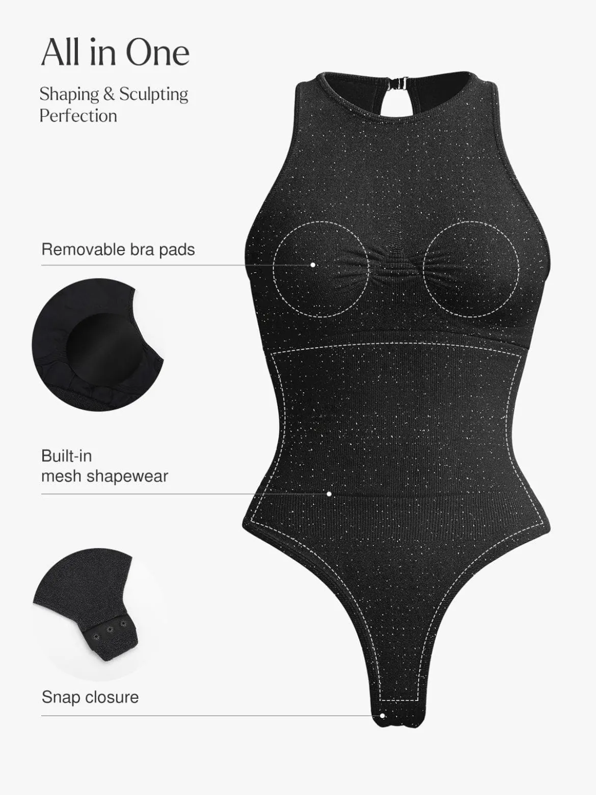 Shapewear Metallic Seamless Tummy-Control Bodysuit
