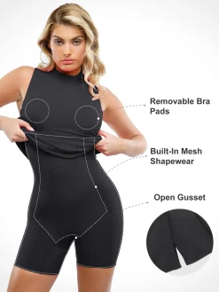 Shapewear Modal Cutaway Mock Neck Slimming Maxi Dress