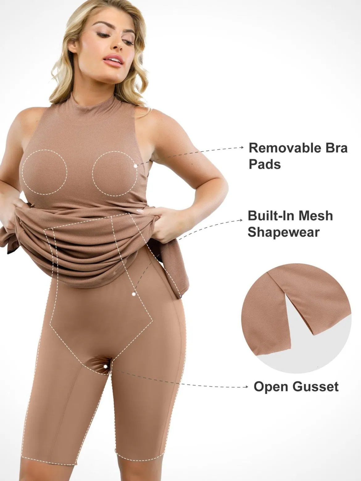 Shapewear Modal Cutaway Mock Neck Slimming Maxi Dress