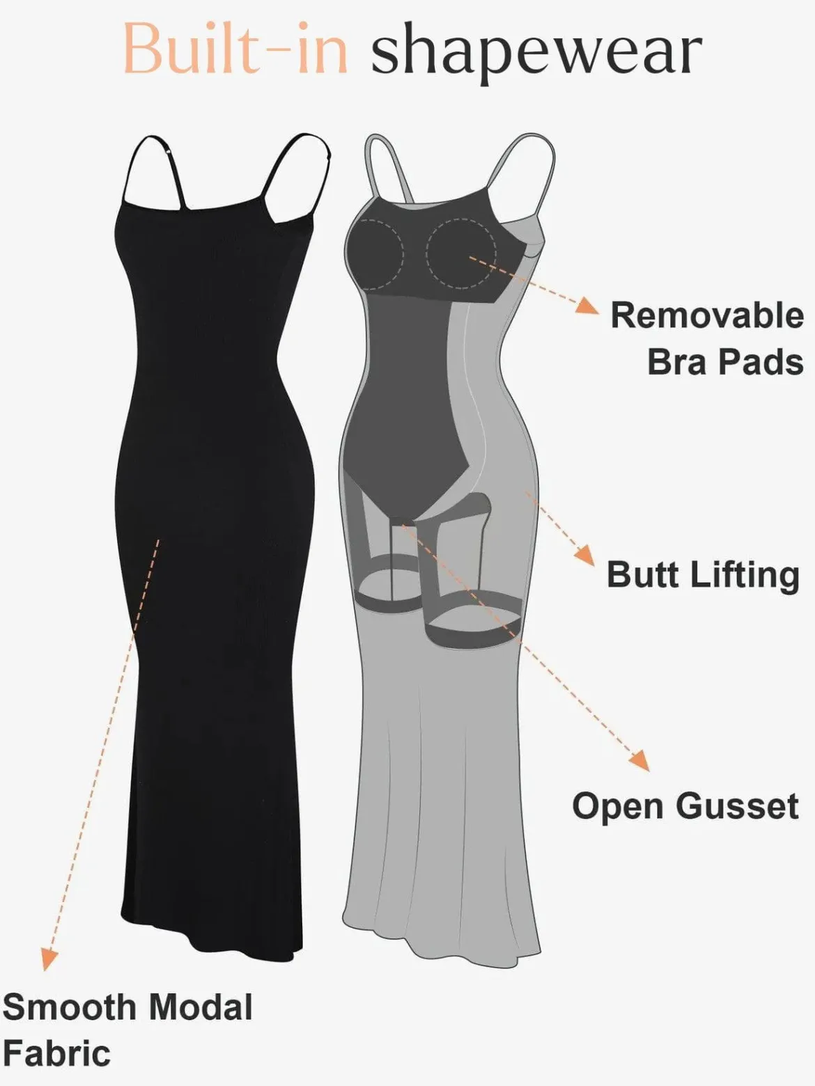 Shapewear Modal Dress Sheer Mesh Cover-Up Set