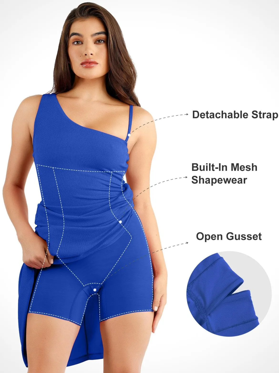 Shapewear Modal One Shoulder Front Slit Slimming Maxi Dress
