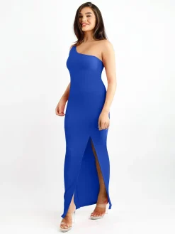 Shapewear Modal One Shoulder Front Slit Slimming Maxi Dress