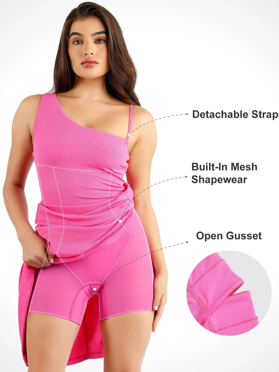 Shapewear Modal One Shoulder Front Slit Slimming Maxi Dress