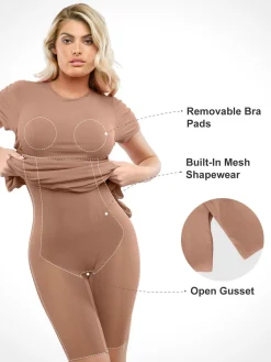 Shapewear Modal Short Sleeve Mock Neck Slimming Maxi Dress