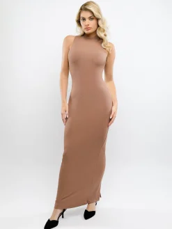 Shapewear Modal Sleeveless Mock Neck Slimming Maxi Dress
