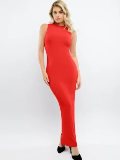 Shapewear Modal Sleeveless Mock Neck Slimming Maxi Dress