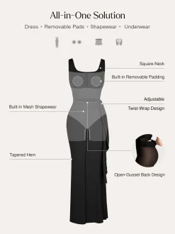 Shapewear Modal Twist Wrap Tummy Control Maxi Dress