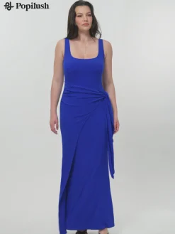 Shapewear Modal Twist Wrap Tummy Control Maxi Dress