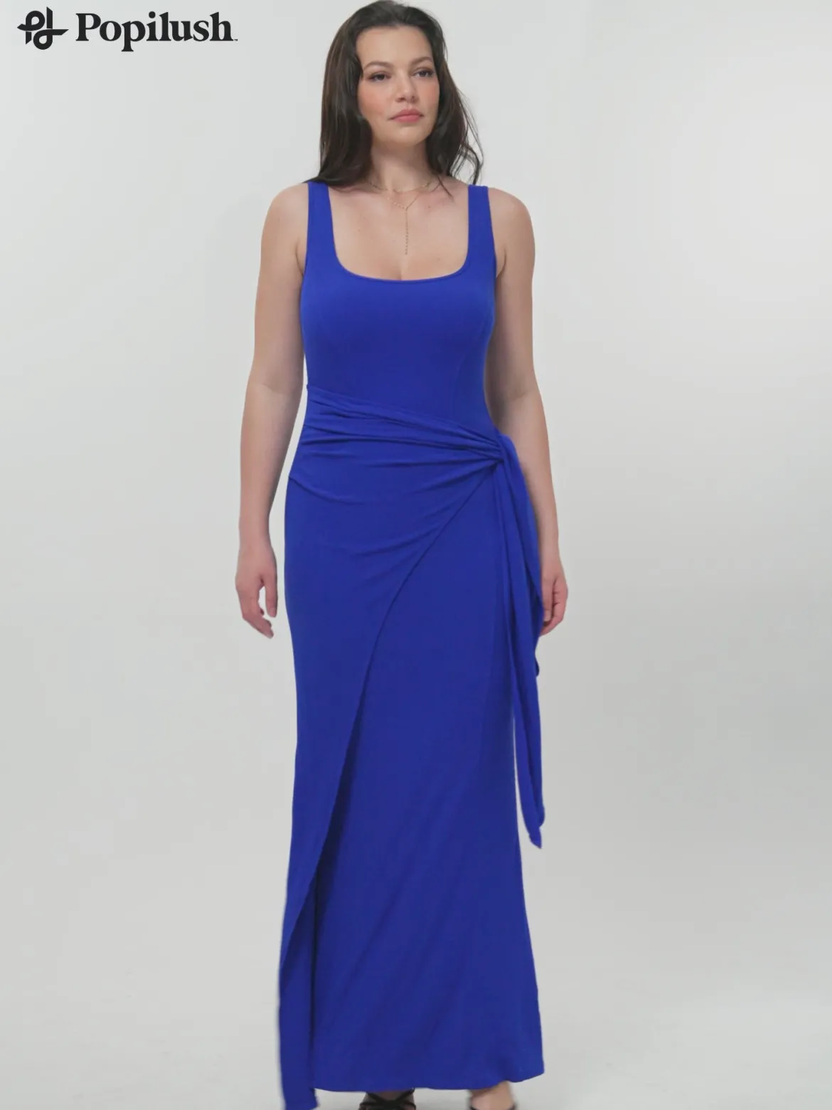 Shapewear Modal Twist Wrap Tummy Control Maxi Dress