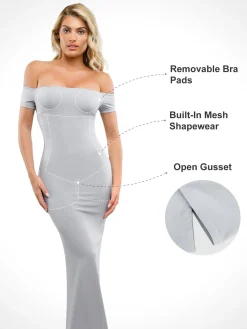 Shapewear Off-Shoulder Tummy Control Smoothing Maxi Dress