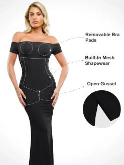 Shapewear Off-Shoulder Tummy Control Smoothing Maxi Dress