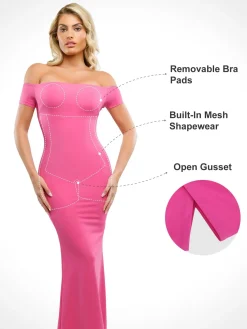 Shapewear Off-Shoulder Tummy Control Smoothing Maxi Dress