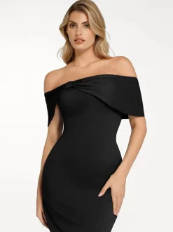 Shapewear Off-the-Shoulder Slim Column Maxi Dress