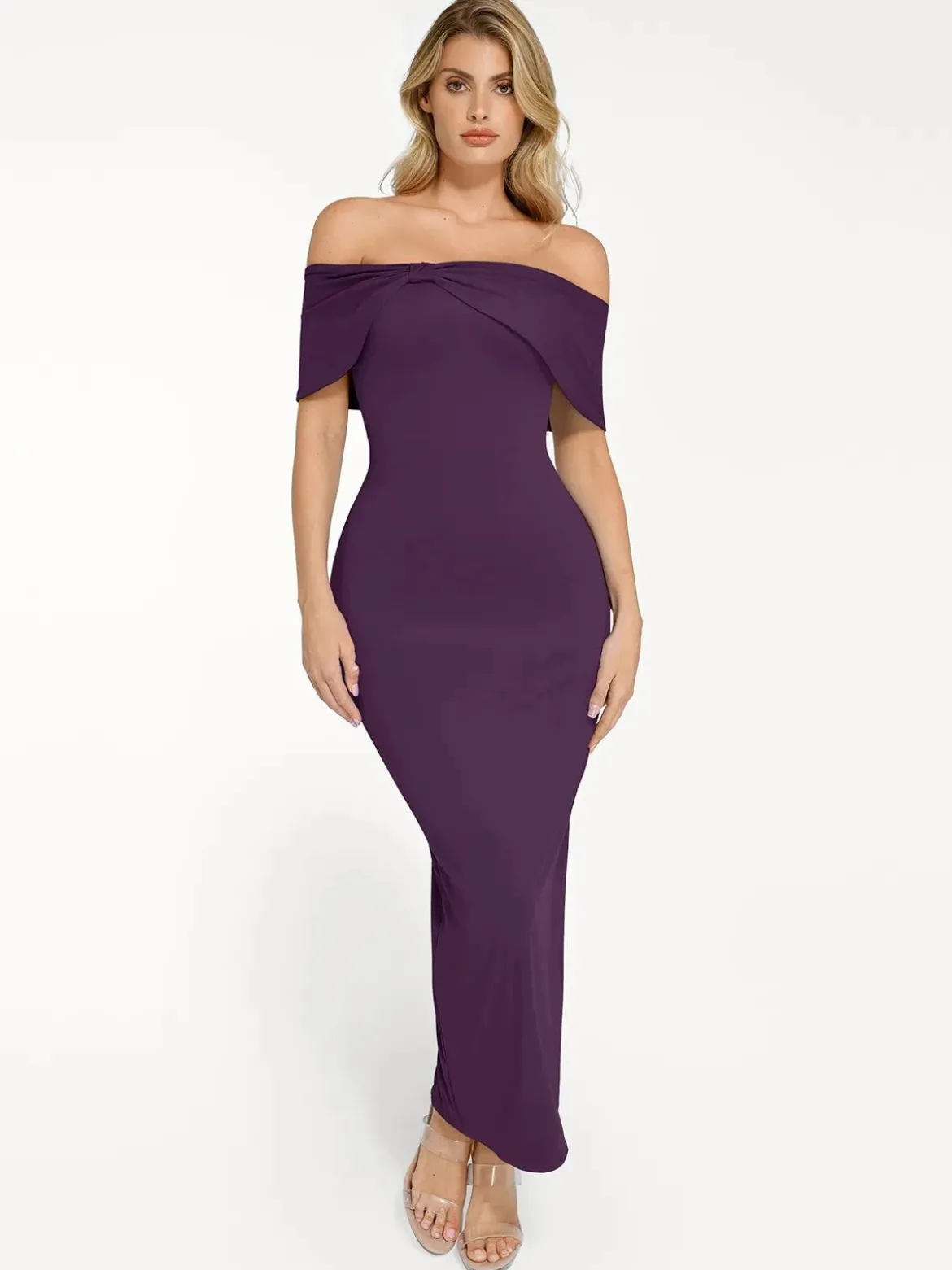 Shapewear Off-the-Shoulder Slim Column Maxi Dress