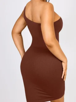 Shapewear One Shoulder Bodycon Mini Dress