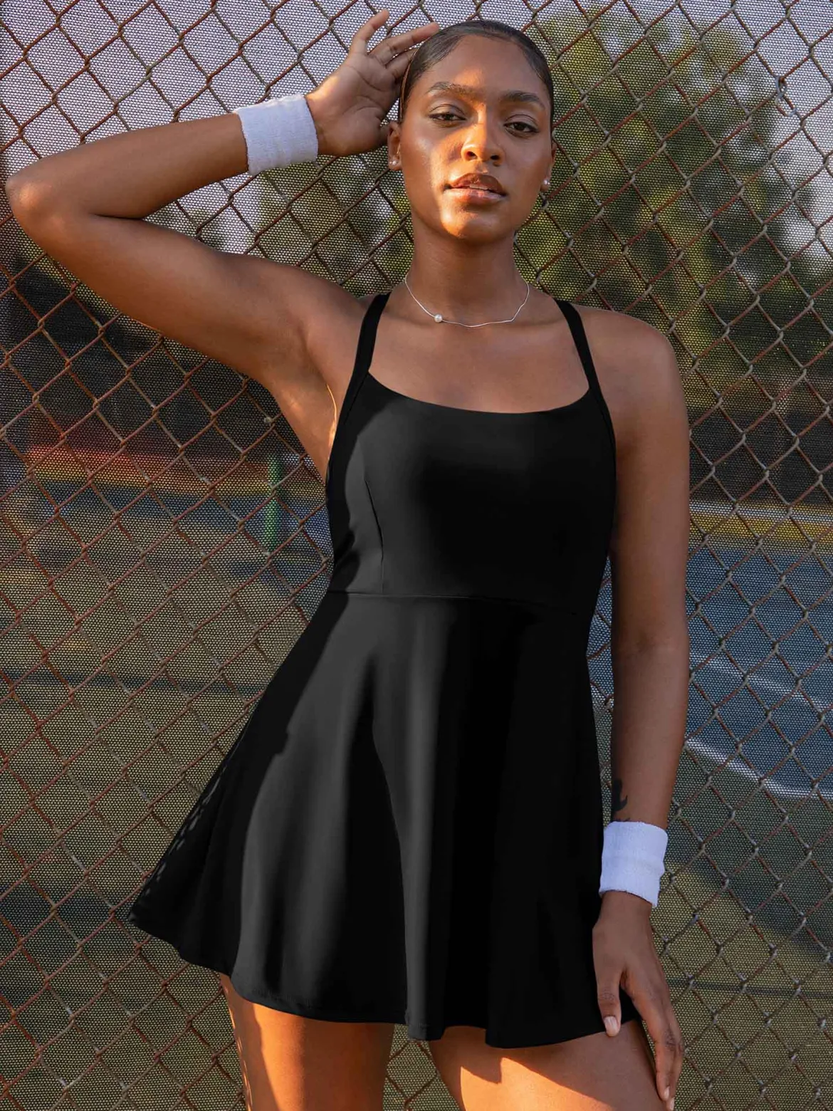 Shapewear Pet Hair Resistant Crisscross Back Workout Dress