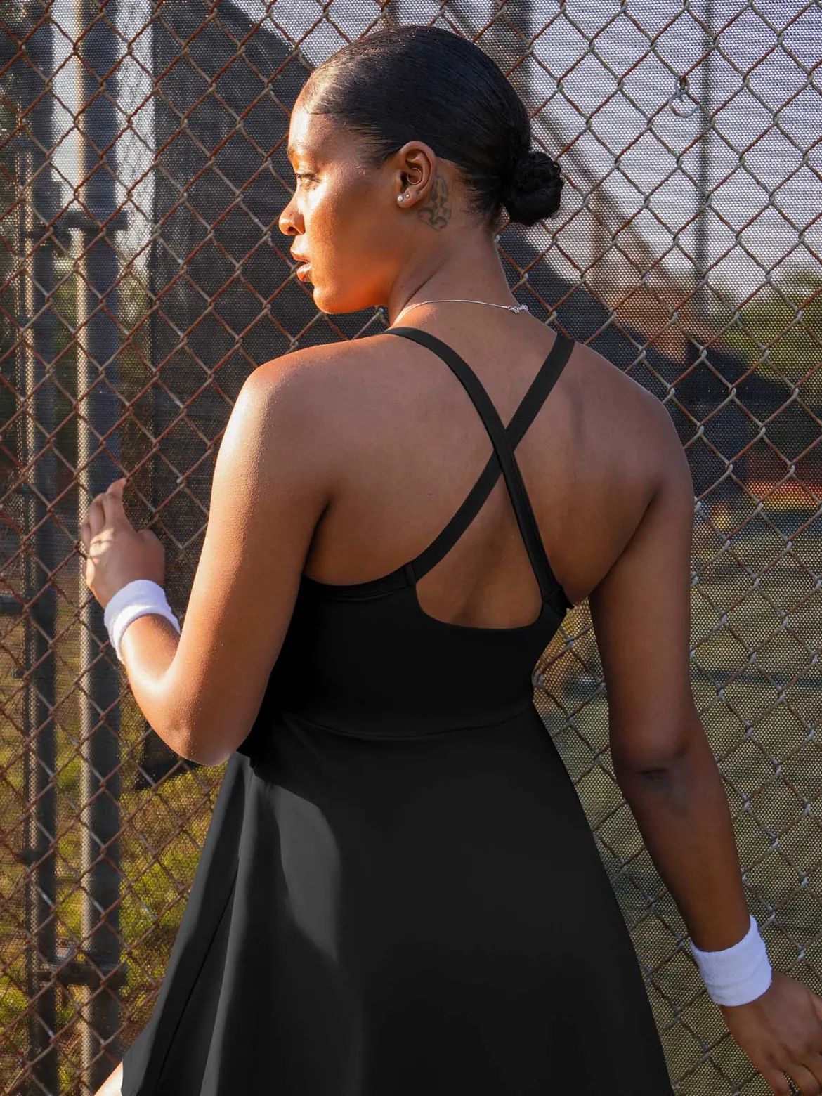 Shapewear Pet Hair Resistant Crisscross Back Workout Dress