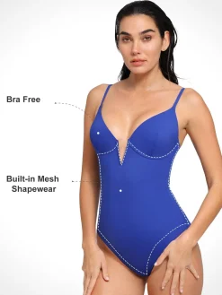 Shapewear Plunging V Slimming One-Piece Swimsuit