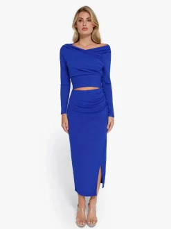 Shapewear Rib Modal Off-the-Shoulder Top Sculpting Skirt Set