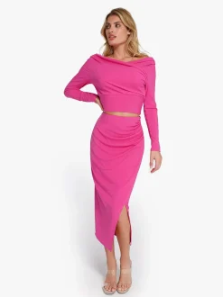 Shapewear Rib Modal Off-the-Shoulder Top Sculpting Skirt Set
