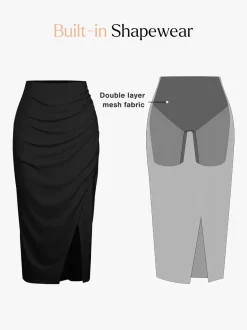 Shapewear Rib Modal Off-the-Shoulder Top Sculpting Skirt Set