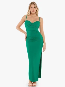 Shapewear Ruched Bias Twist Tummy Control Maxi Dress