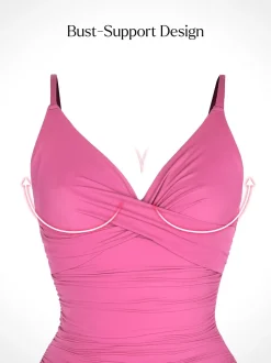 Shapewear Ruched Cross-Front Sculpting One-Piece Swimsuit