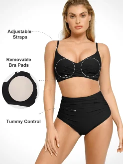 Shapewear Ruched High-Waist Sculpting Bikini Bottom