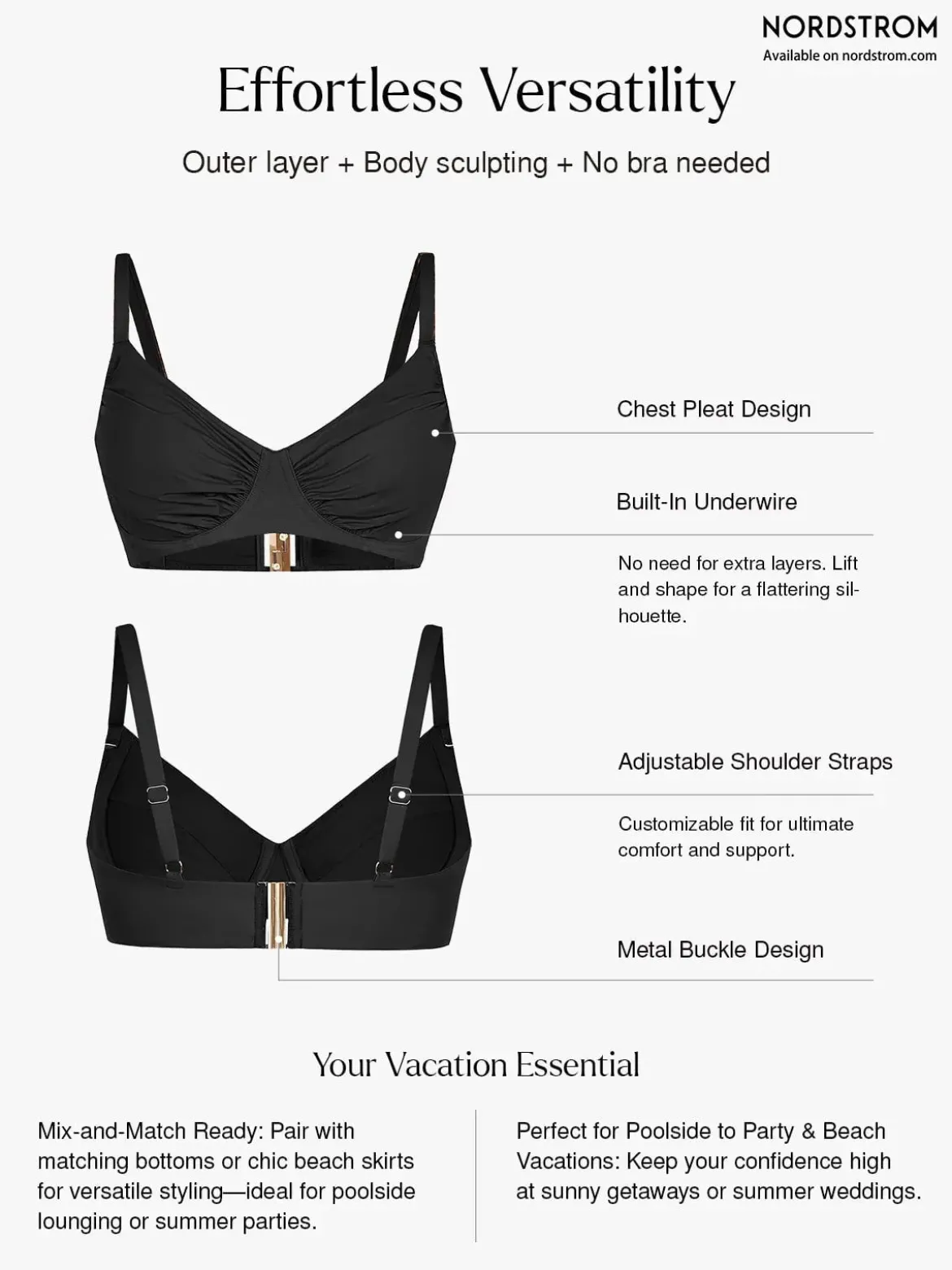 Shapewear Ruched Underwire Bikini Top