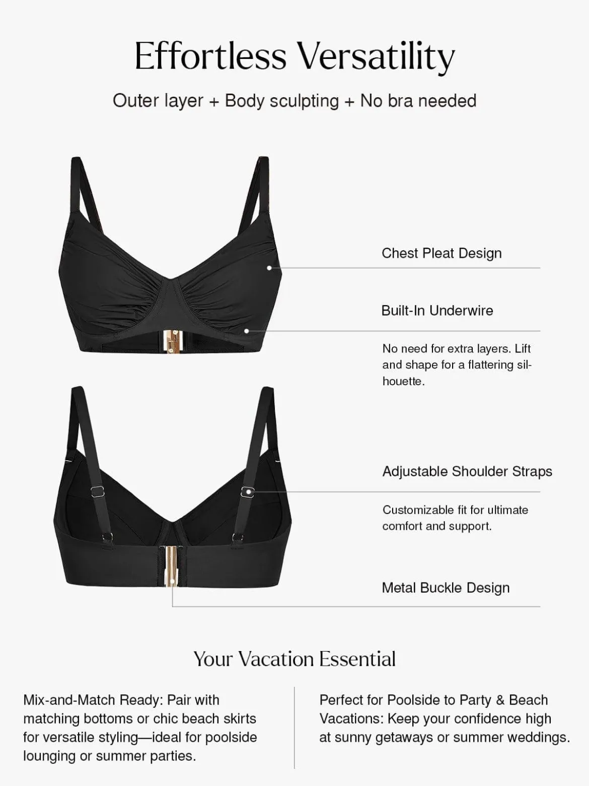 Shapewear Ruched Underwire Bikini Top