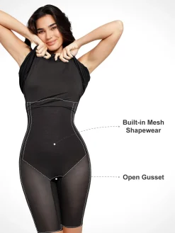 Shapewear Sculpting Backless Halter A-Line Midi Dress