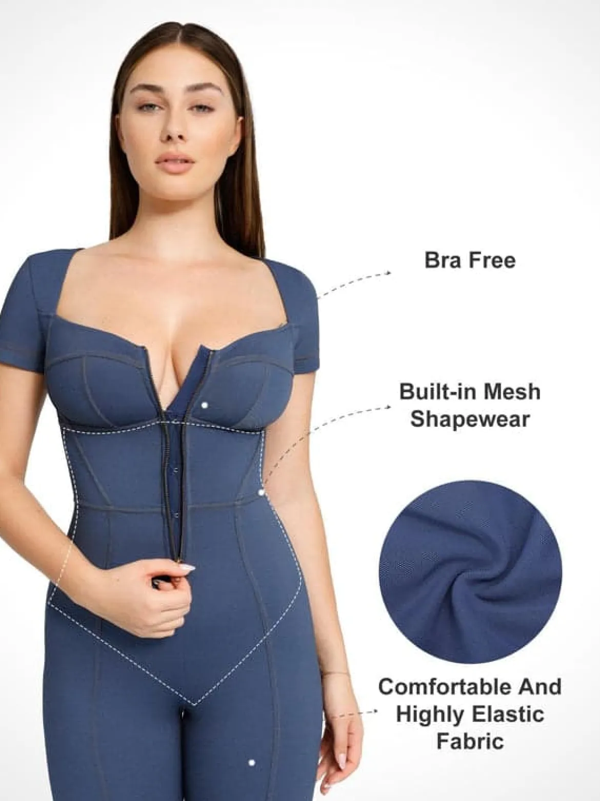 Shapewear Sculpting Denim Tank Flare Leg Jumpsuit