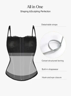 Shapewear Sculpting Leopard Mesh Detachable Strap Corset Top