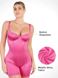 Shapewear Sculpting Shine Mid-Thigh Corset Romper