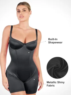 Shapewear Sculpting Shine Mid-Thigh Corset Romper