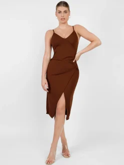Shapewear Sculpting Wrap Midi Slip Dress