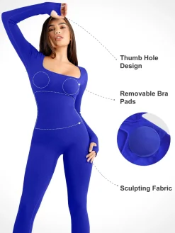 Shapewear Seamless Long Sleeve & Square Neck Sleeveless Jumpsuits