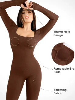Shapewear Seamless Long Sleeve & Square Neck Sleeveless Jumpsuits