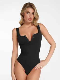 Shapewear Seamless Modal Henley Tank Bodysuit