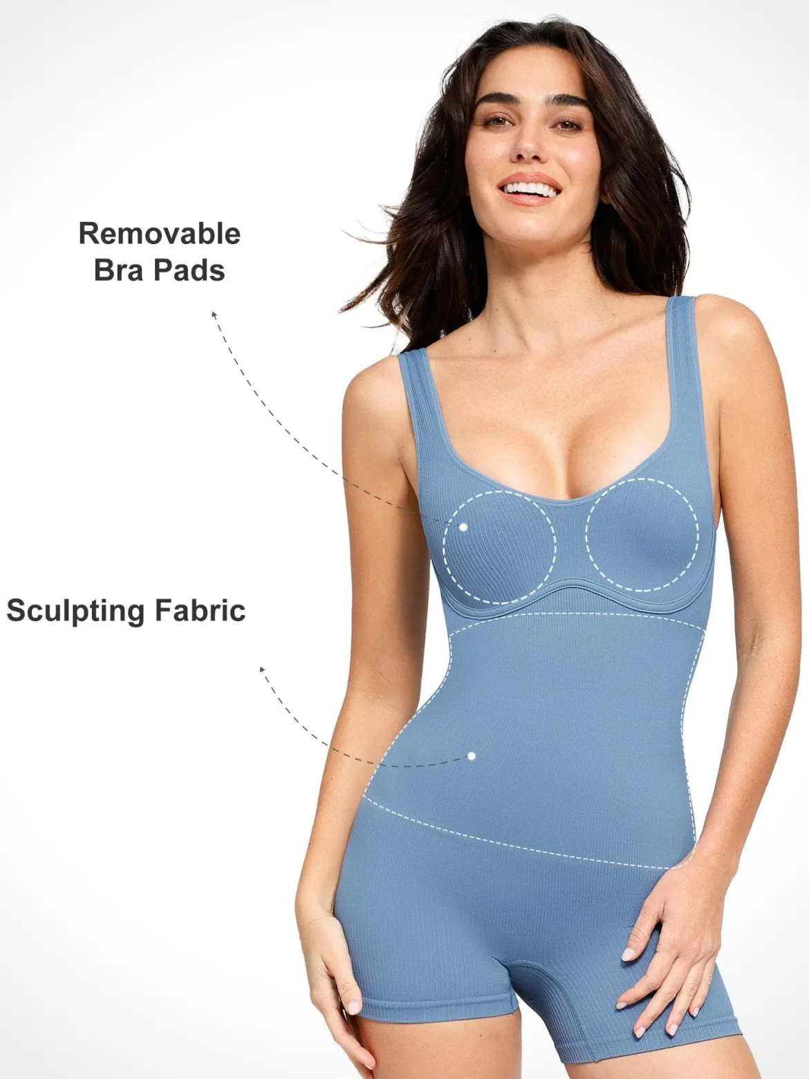 Shapewear Seamless Rib V-Neck Romper