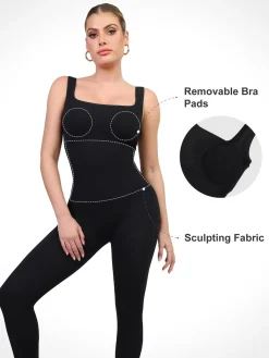 Shapewear Seamless Square Neck Tank Workout Jumpsuit