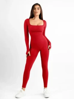 Shapewear Seamless Thumb Hole Long Sleeve Jumpsuit