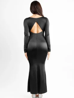 Shapewear Shine Long Sleeve Cut-Out Hourglass Maxi Dress