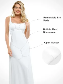Shapewear Sleeveless Square Neck Houglass A-Line Maxi Dress