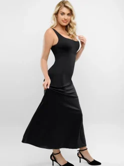 Shapewear Sleeveless Square Neck Houglass A-Line Maxi Dress