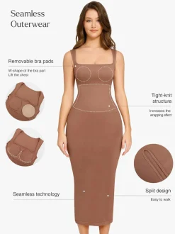Shapewear Sleeveless Square Neck Slimming Seamless Dress