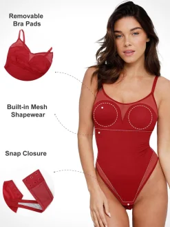 Shapewear Slimming Illusion Mesh Camisole Bodysuit