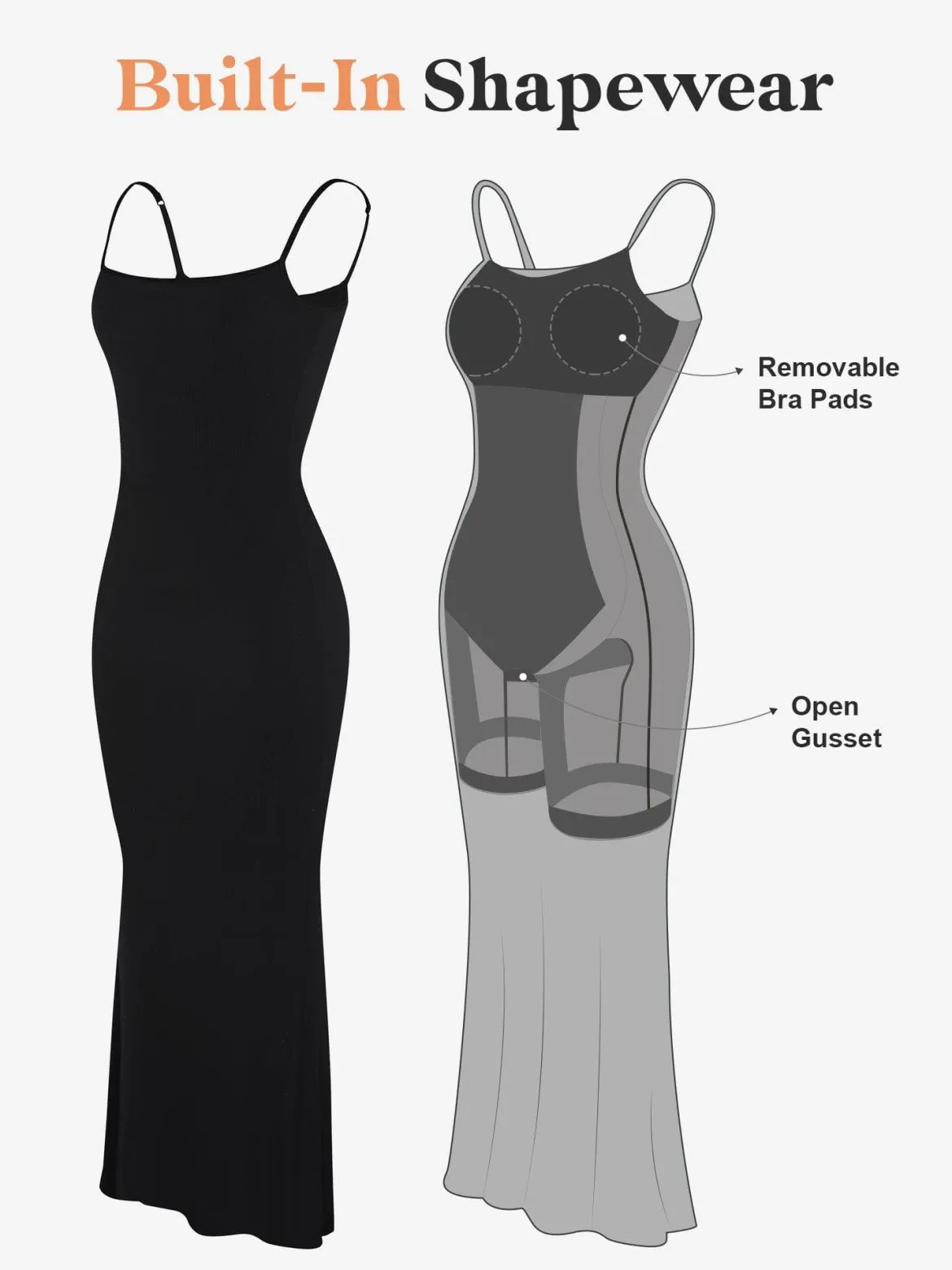 Shapewear Slip Dress Mesh Top Set
